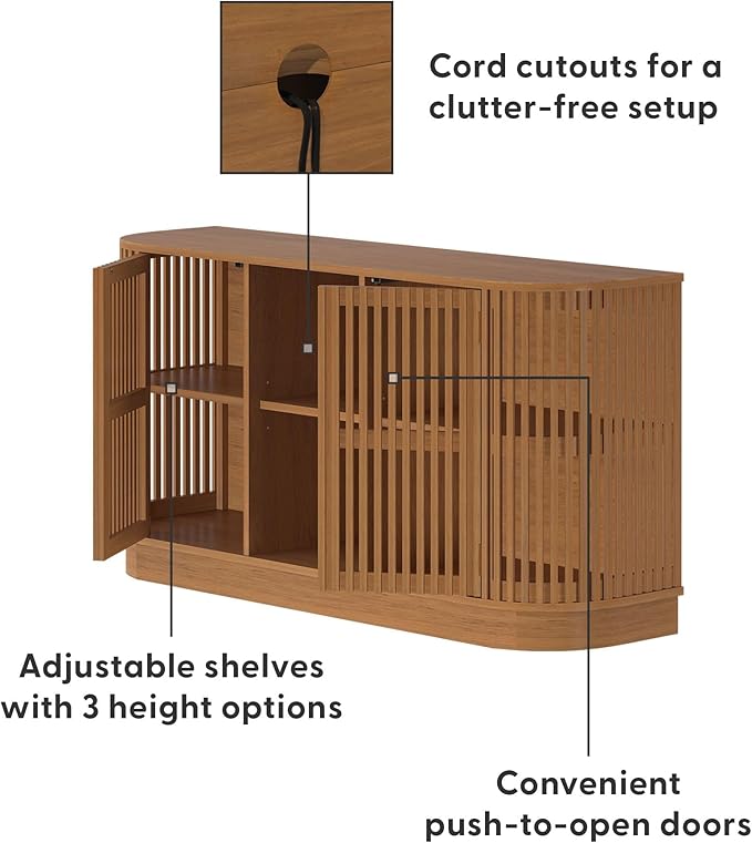 Plank+Beam Contour Wood TV Stand, Two Door Solid Wood Entertainment Console - Image 5