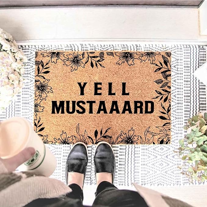Funny Coir Doormat with Music Lover Yell Mustard - Image 2