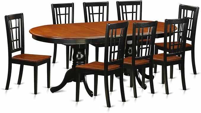 East West Furniture PLNI9-BCH-W 9 Piece Dining Table Set Includes an Oval by EastWestFurniture