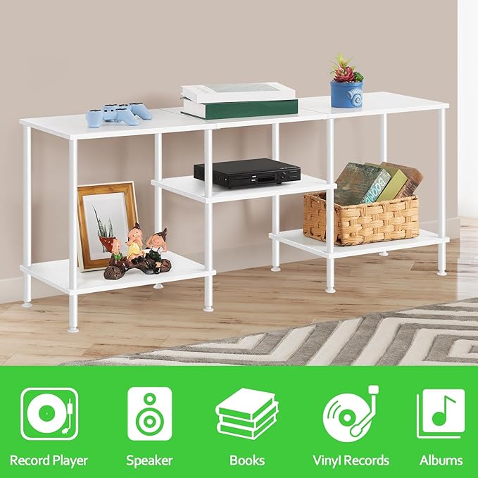 OYEAL White TV Stand for Bedroom Modern Entertainment Center Table - Image 4
