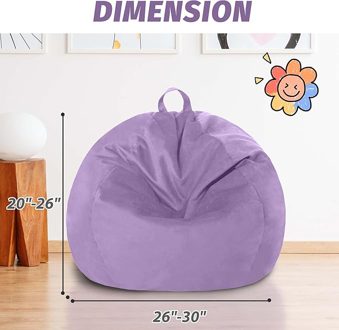 2FT Bean Bag Chair with Ultra Soft Velvet Cover Bean Bag Sofa with Memory Foam - Image 3