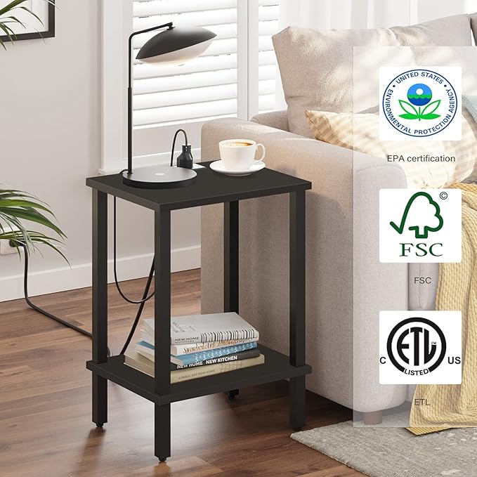 TUTOTAK End Table with Charging Station, Side Table with USB Ports and Outlets - Image 7