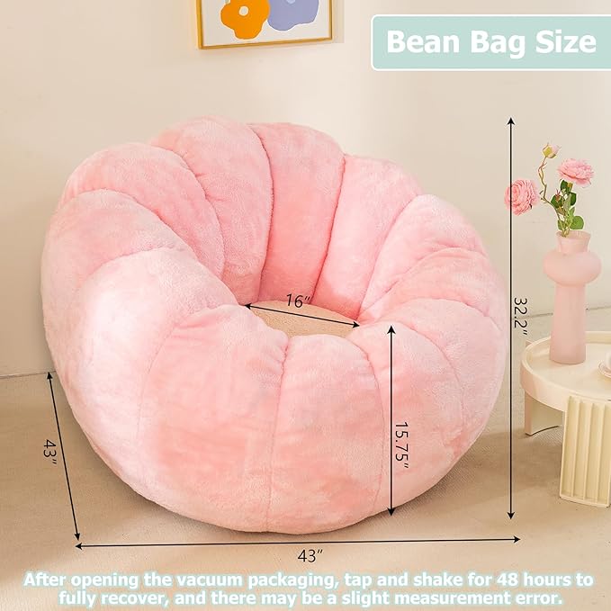 Pumpkin Bean Bag Sofa Chair for Adult, Beanbag Couch - Image 2