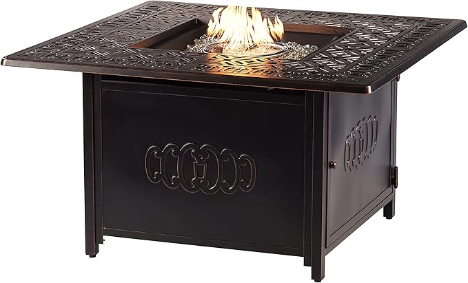 Oakland Living Black Aluminum Patio Fire Table Set - Image 3