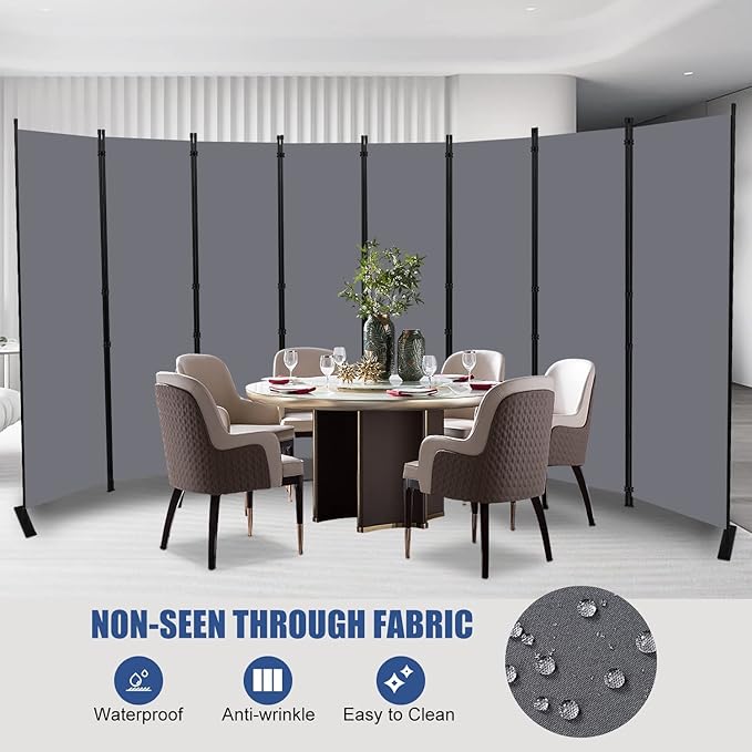 Room Divider and Folding Privacy Screens， 8 Panel Wide Room Divider Wall Screen - Image 2