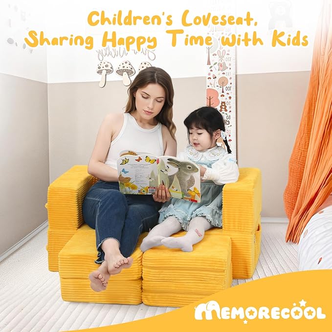 MeMoreCool Modular Kids Couch, Corduroy Play Toddler Couch - Image 4