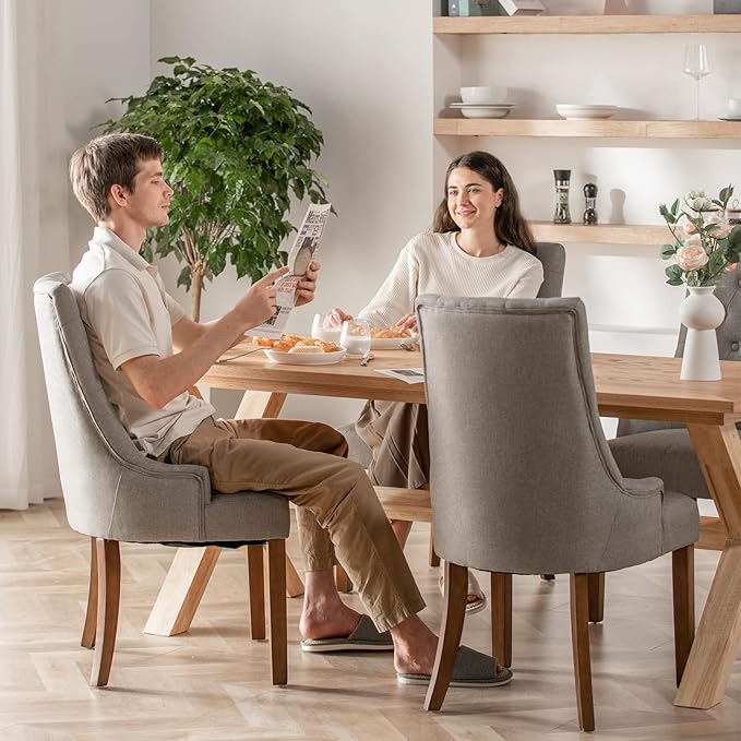 COLAMY Wingback Upholstered Dining Chairs Set of 6, Fabric Side Dining Room - Image 4