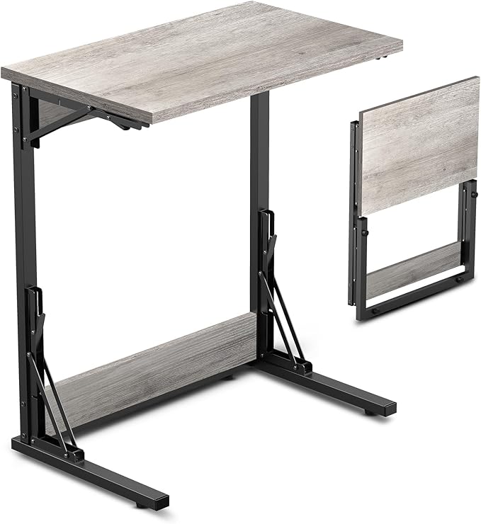 Tatub 24" Folding C Shaped End Table, Small Sofa Side Laptop Desk, Couch TV by Tatub
