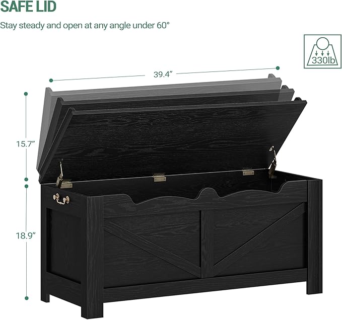 39.4" Storage Bench, Storage Chest, Lift-Top Storage Trunk - Image 2