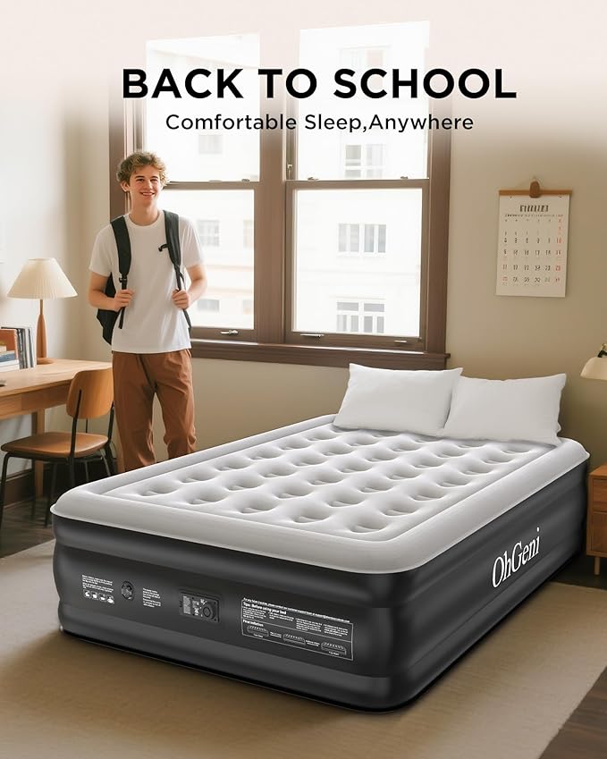 OhGeni Queen Air Mattress with Built in Pump, Inflatable Blow Up Mattress 18 - Image 7