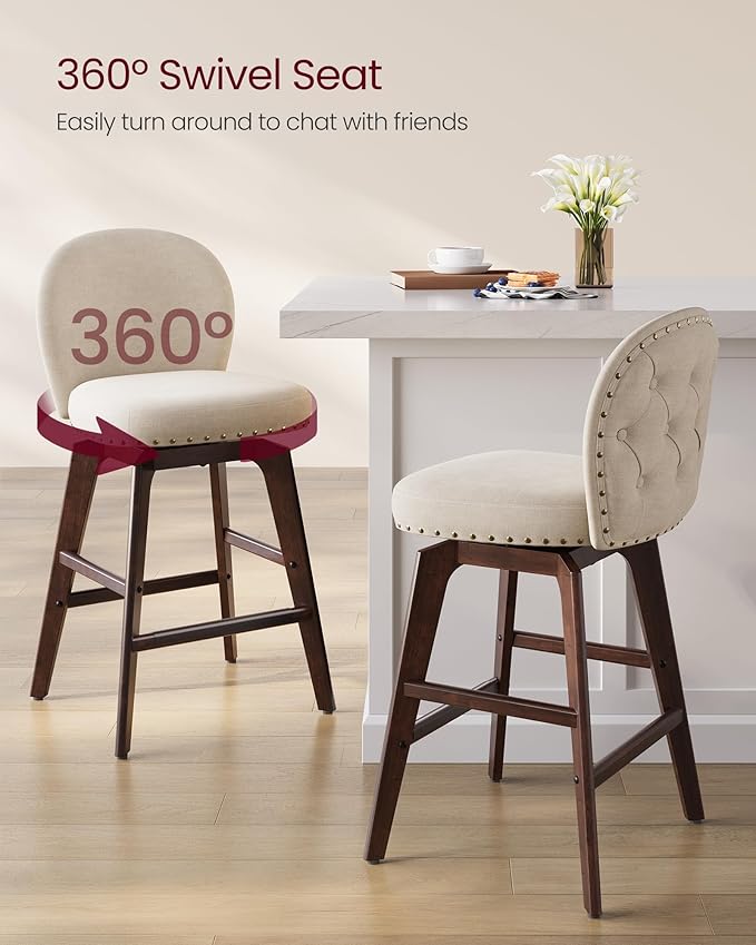 VASAGLE Bar Stools Set of 4, Swivel Counter Height Bar Stools - Image 3