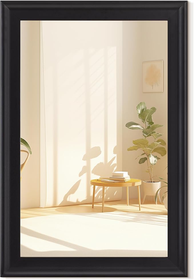CULER Black Wood Wall Mirror for Bathroom, Rectangle 20 x 30 inch Hanging by Culer
