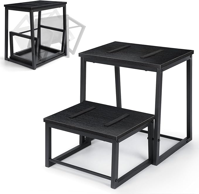 Vrisa Step Stool for Adults Wooden 2 Steps Footstool Heavy Duty RV Bedside by Vrisa