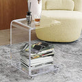 ONELUX Mobile C Shaped End Table, Acrylic Sofa Side Table, Snack Table On Wheels by OneluxAcrylichome