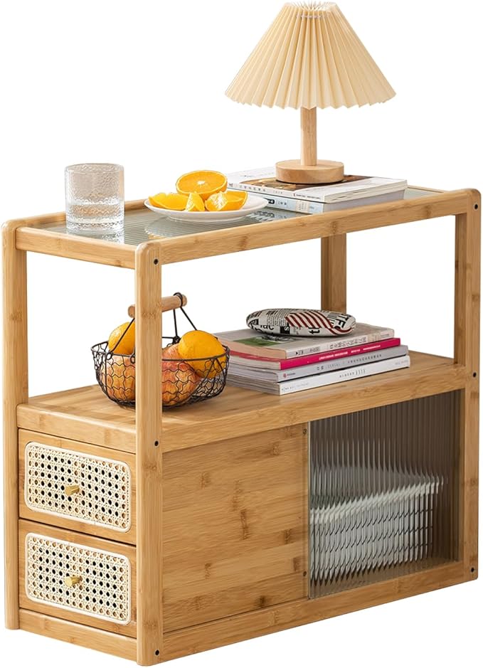 Bamboo & Rattan Side Table by ABAMFUR