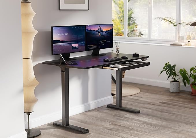 YDN Standing Desk with Drawers, 55 x 24 Inch Adjustable Height Stand Up Desk - Image 2