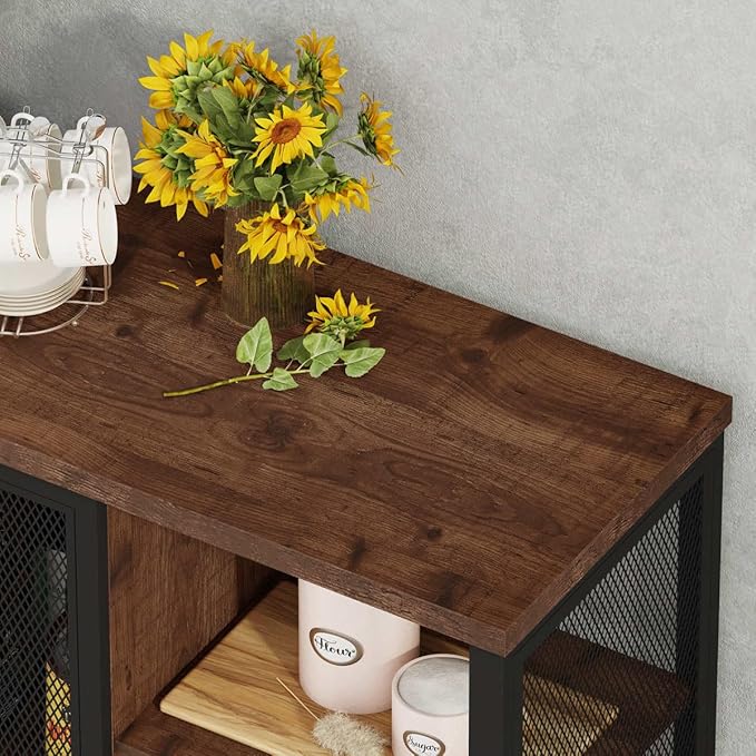 BON AUGURE Coffee Bar Cabinet for Home Liquor, Small Storage Cabinet for - Image 7