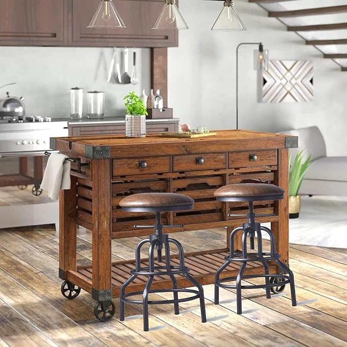 Diwhy Industrial Vintage Counter Stool, Kitchen Counter Height Adjustable - Image 2