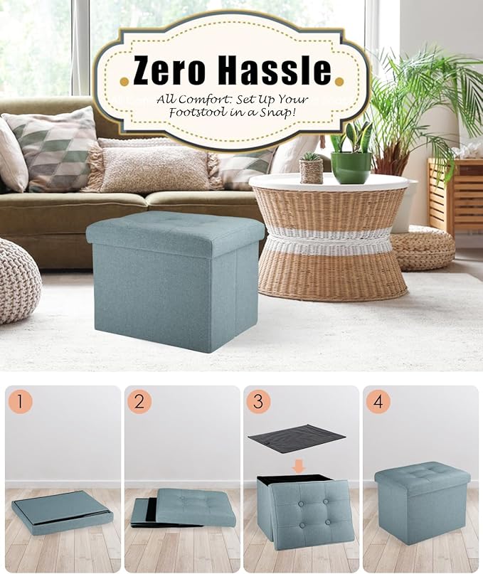 Ottoman Storage Ottoman Foot Rest Stool Foldable Bench - Image 5