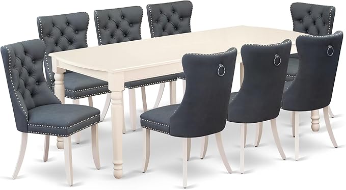 East West Furniture DODA9-LWH-13 9 Piece Dining Table Set Includes a Rectangle by EastWestFurniture