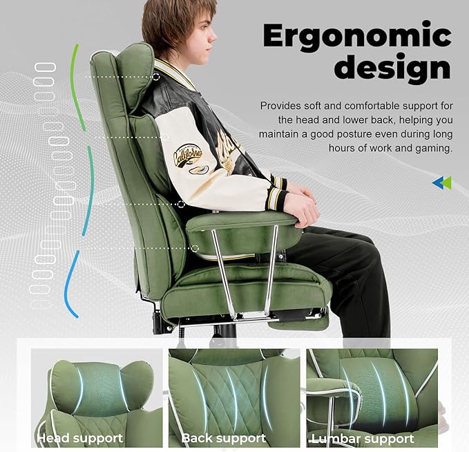 COMHOMA Big and Tall Office Chair, High Back Leather Gaming Chair - Image 3