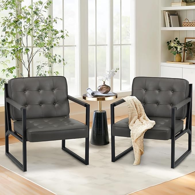 COLAMY Accent Chairs Set of 2, Modern Accent Arm Chairs - Image 3