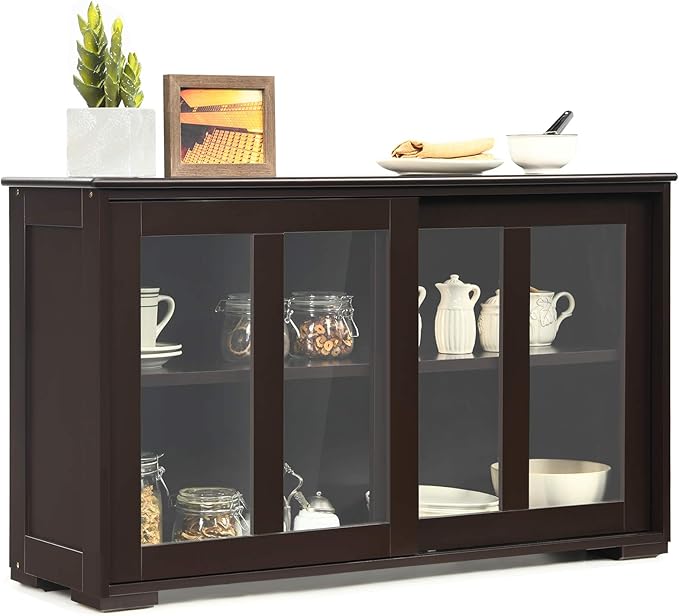 Costzon Sideboard Buffet Cabinet, Wooden Kitchen Storage Cabinet - Image 9