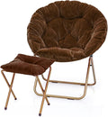MoNiBloom Round Folding Faux Fur Saucer Chair by Monibloom