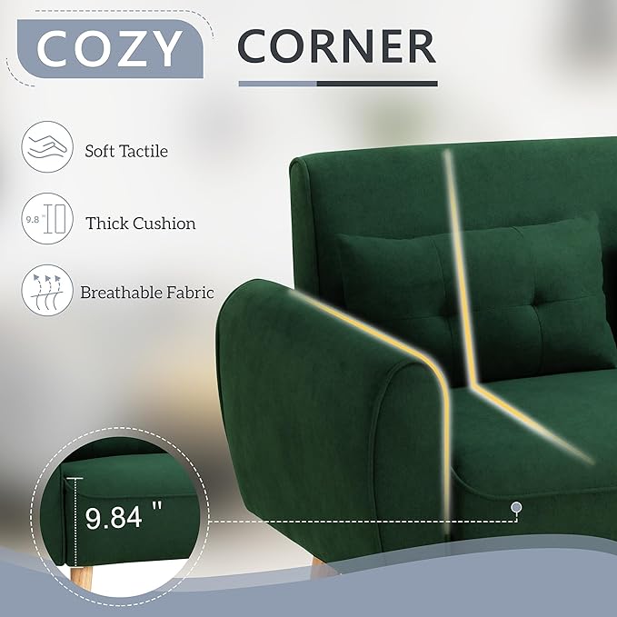 Shintenchi Small Modern Loveseat Couch Sofa, Mid Century Fabric Upholstered - Image 3