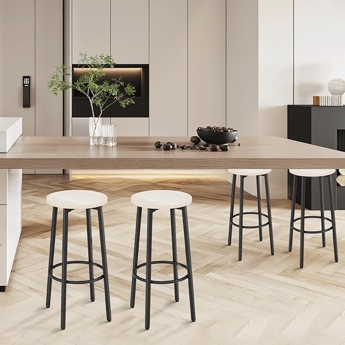 Athena Collection Bar Stools Set of 2, 25.5 Inches Round Counter Height Bar - Image 2