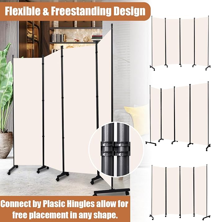 Room Divider Portable 88'' Partition Room Dividers and Folding Privacy Screens - Image 5