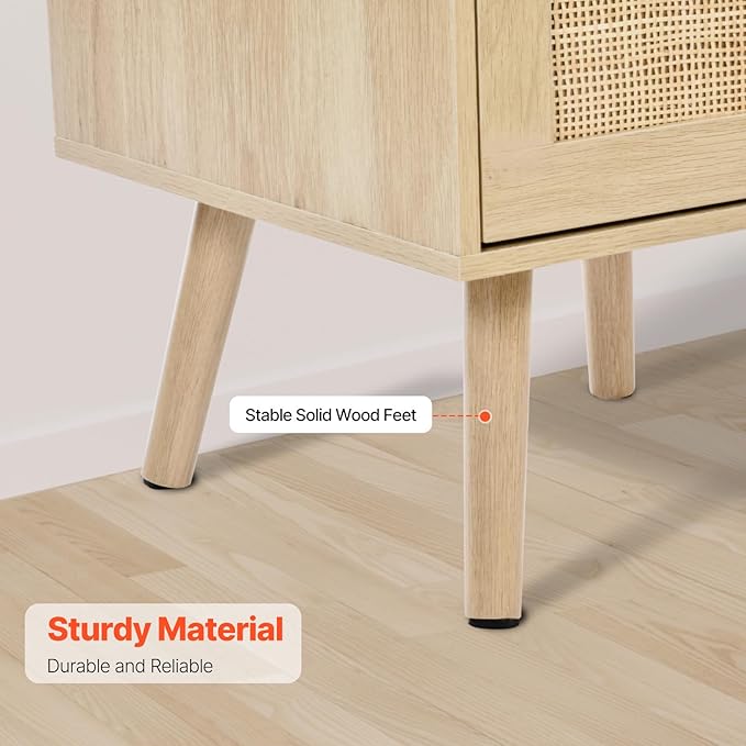 VEVOR Rattan Nightstand, Boho Bedside Table - Image 7