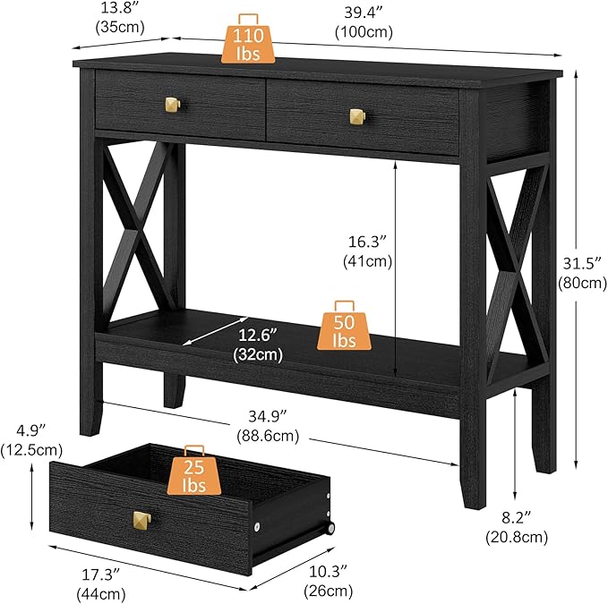 Console Table, Sofa Table 13.8" D x 39.37" W x 31.5" HEntryway Table - Image 5