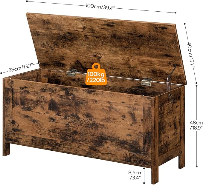 HOOBRO Toy Box, Retro Wooden Look Storage Chest - Image 6