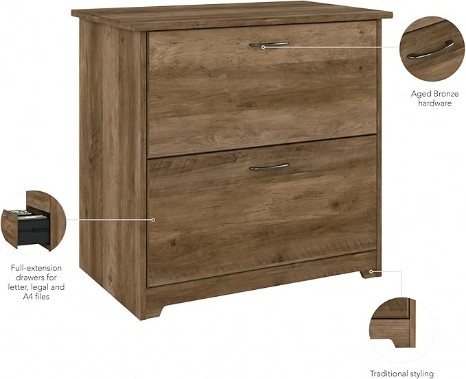 Bush Furniture Cabot 2 Drawer Lateral File Cabinet in Reclaimed Pine, Home - Image 8