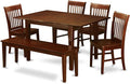 East West Furniture PSNO6C-MAH-W 6 Piece Kitchen Table & Chairs Set Contains a by EastWestFurniture