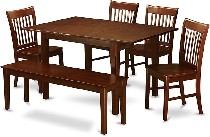 East West Furniture PSNO6C-MAH-W 6 Piece Kitchen Table & Chairs Set Contains a by EastWestFurniture