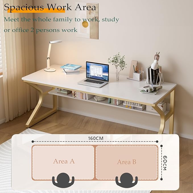 Extra Long Desk with Bookshelf - Image 3
