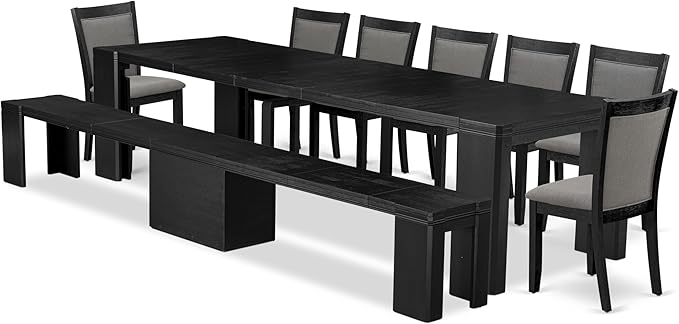 X07MZ-B06-50 - 9-Pc Dining Table Set a Rectangular Dining Table and a wooden - Image 2