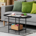 ETELI Black Coffee Tables for Living Room 2-Tier Small Oval Coffee Table Wood by ETELI