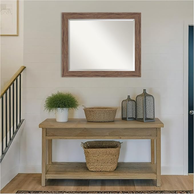 Amanti Art Brown Wall Mirror 27x33 Pia Medium Brown Rectangle Bathroom Mirror - Image 5