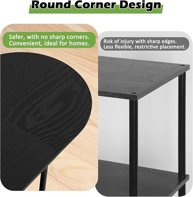 ETELI Black Coffee Tables for Living Room 2-Tier Small Oval Coffee Table Wood - Image 6