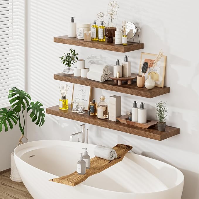Heimlove 36 Inch Long Walnut Floating Shelf - Image 6