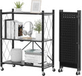 ALANNG Storage Shelves with Wheels, Bookshelf with Storage, No Assembly Metal by ALANNG