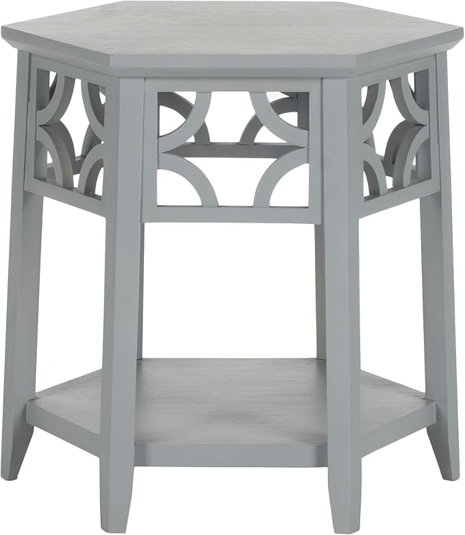 Safavieh American Homes Collection Connor Pearl Blue Grey Hexagon End Table by SAFAVIEH