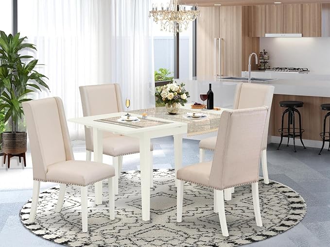 East West Furniture NOFL5-LWH-01 5 Piece Modern Dining Table Set Includes a - Image 6