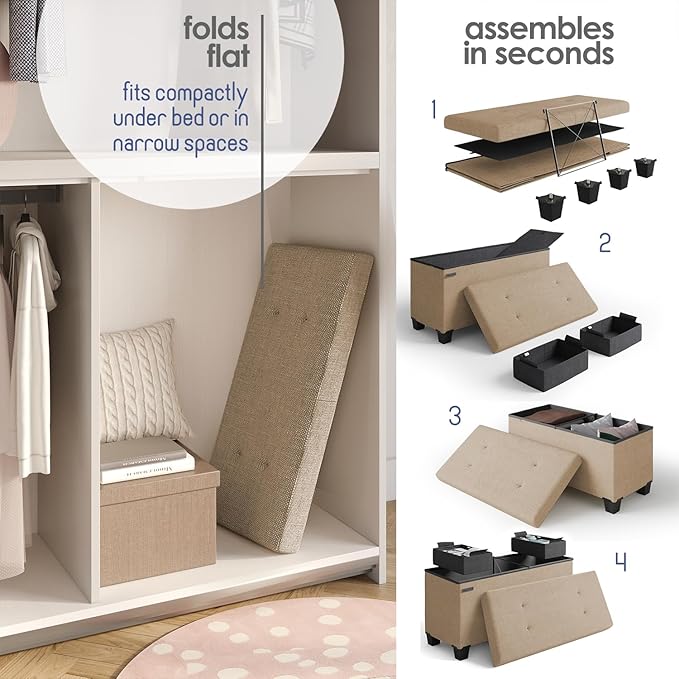 STORAGEBUD Storage Ottoman Bench - Image 6