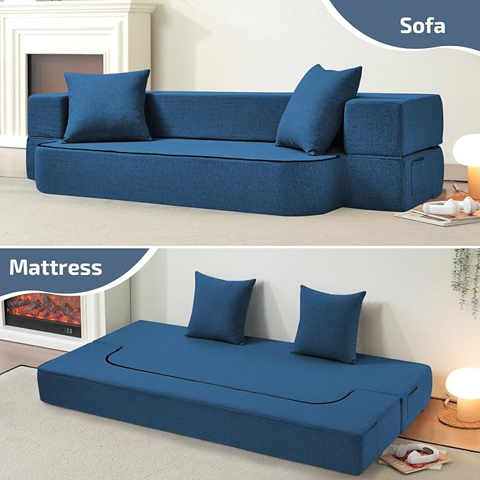 2-in-1 Folding Sofa Bed with Pillows - Image 5