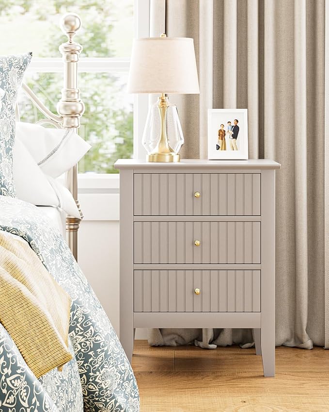 Night Stand, Fluted Nightstand Bedside Tall Farmhouse Nightstand - Image 6