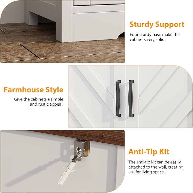 Buffet Sideboard with Storage Farmhouse with 4 Doors, Dining Room - Image 8
